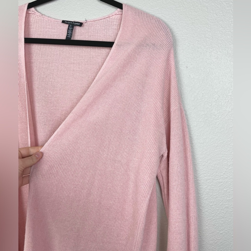Eileen Fisher Women's Medium Open Front Cardigan Organic Linen Cotton Blush Pink - Picture 8 of 16